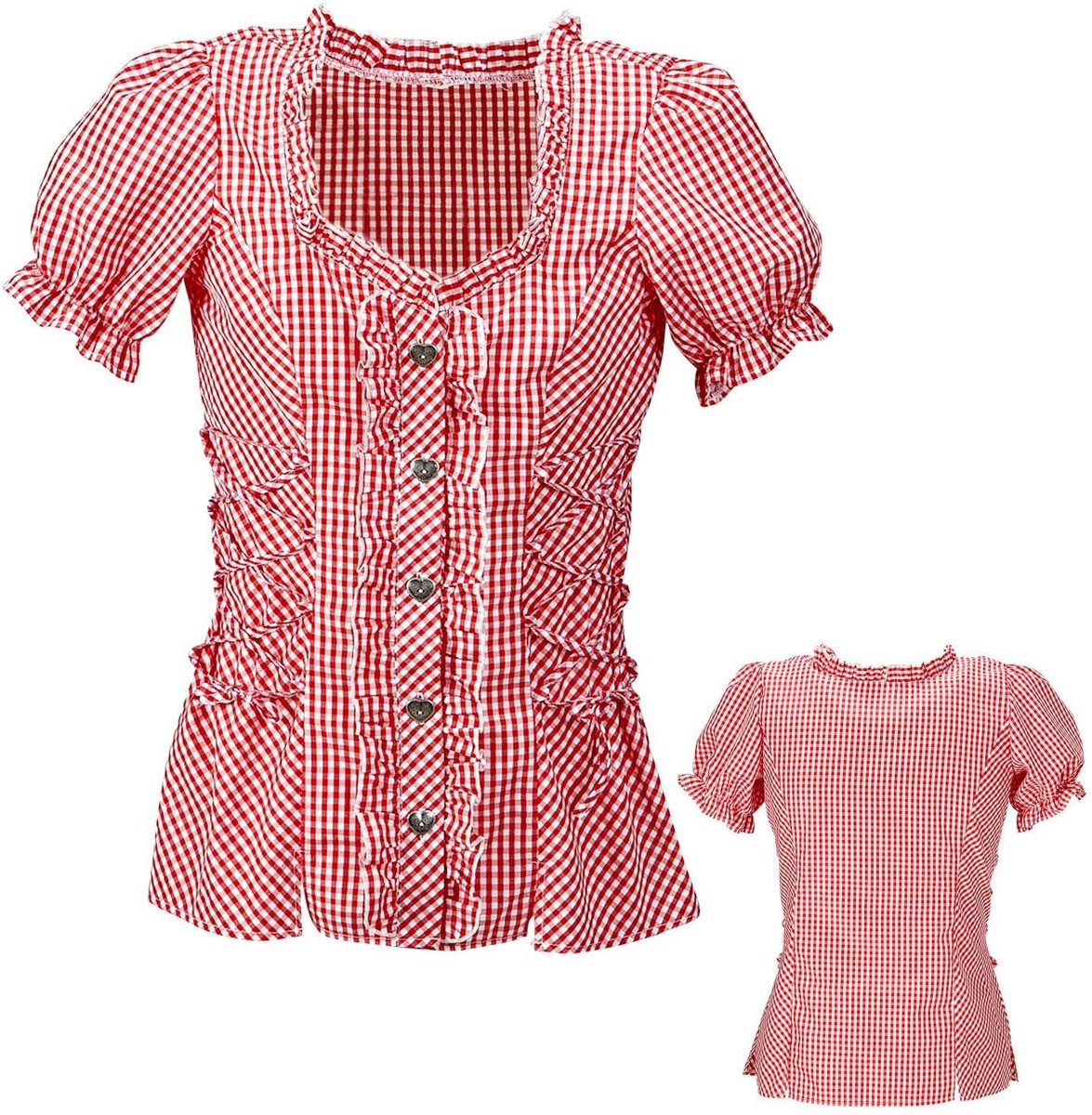 Boeren Tirol & Oktoberfest Kostuum | Bertha Beierse Blouse Rood Vrouw | Small | Bierfeest | Verkleedkleding